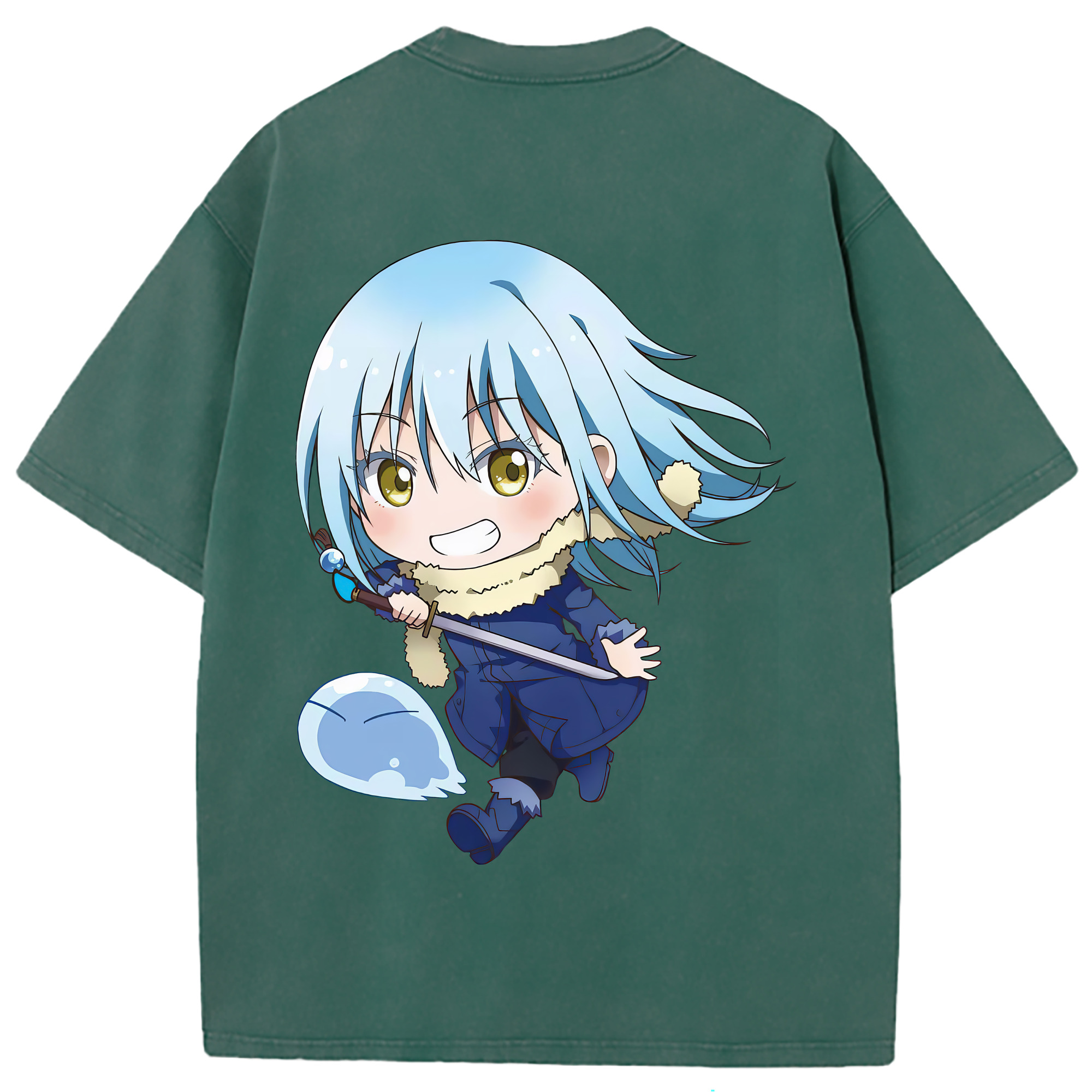 （画像用） 転スラ Regarding Reincarnated to Slime 綿100% ヴィンテージ風 半袖Tシャツ（背面プリント）
